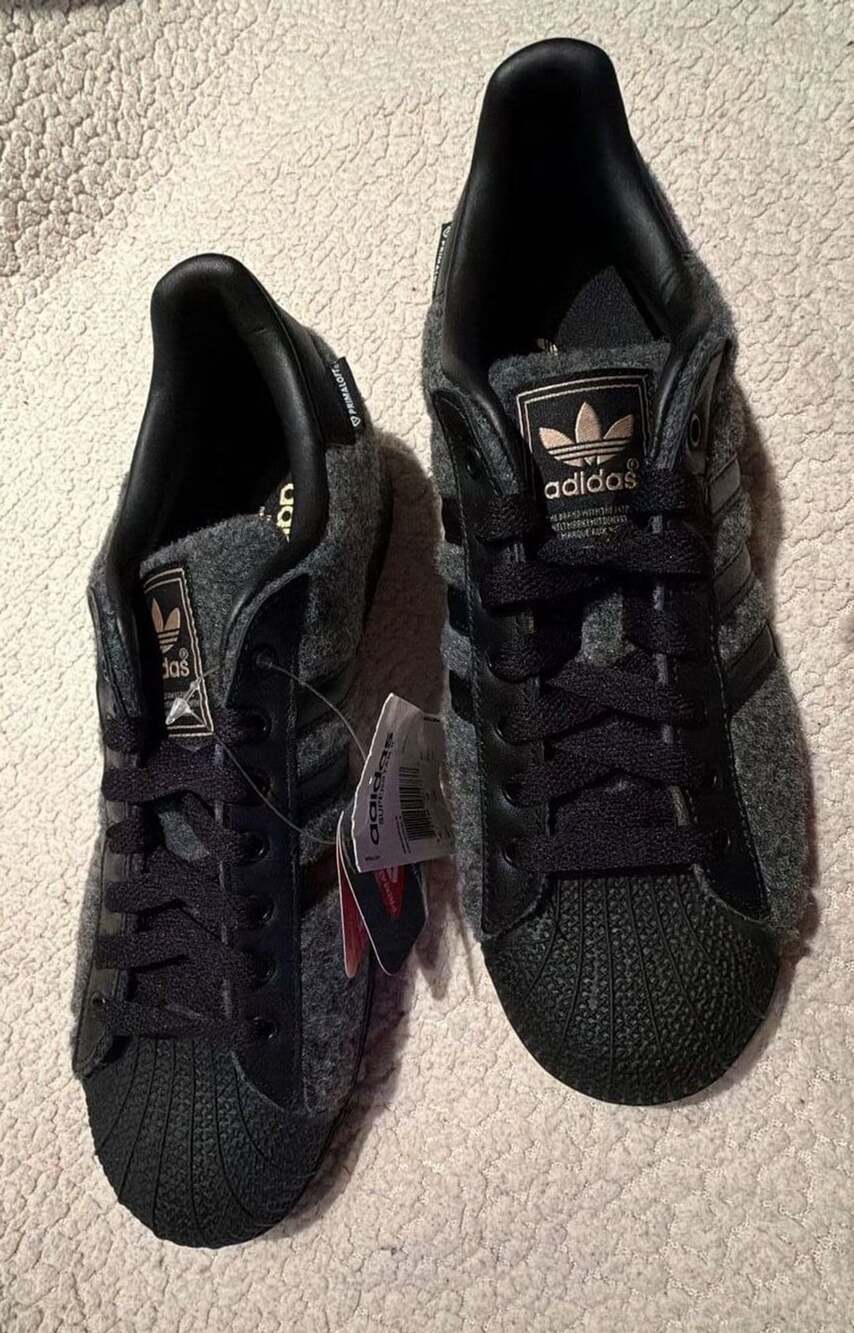 Adidas Superstar II Wool Black Grey Men's Sneakers M20731.  Size 10.5